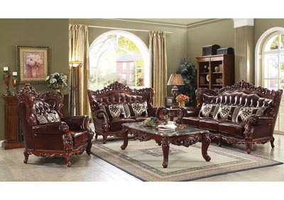 Eustoma Brown Match Sofa and Loveseat w/Pillow