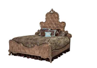 Platine de Royale Antique Platinum California King Panel Bed w/Brown Fabric