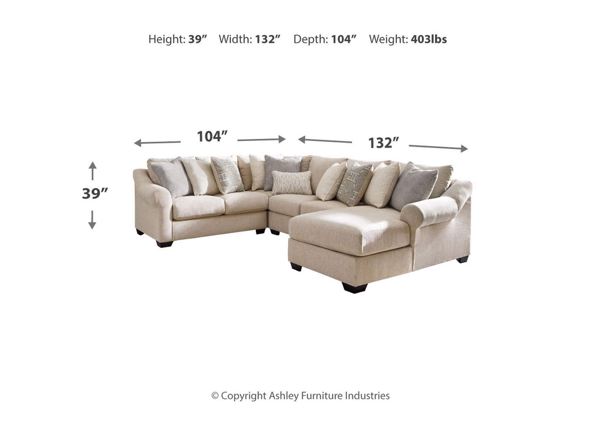Carnaby 4-Piece Sectional with Ottoman,Ashley