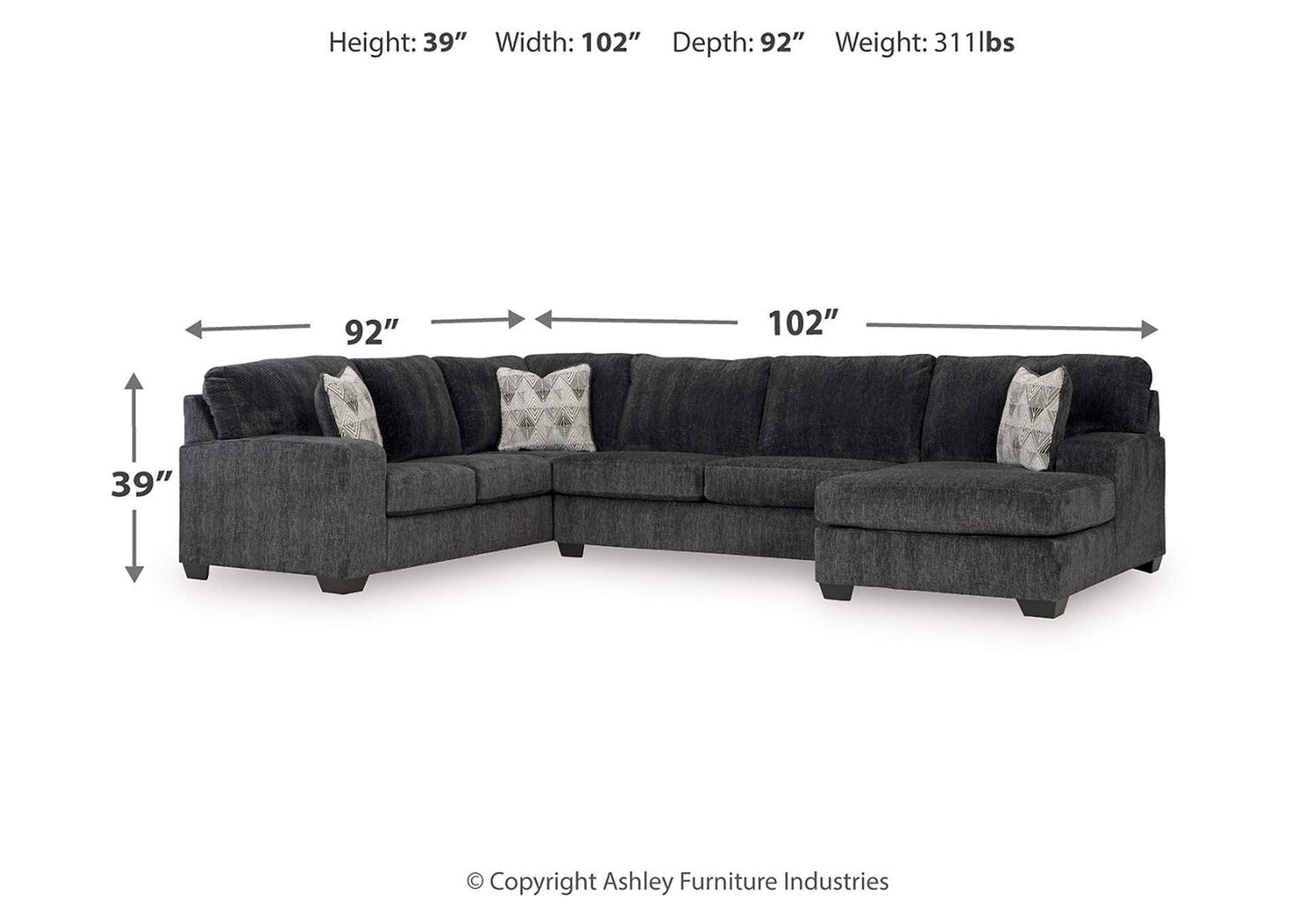 Hollyview 3-Piece Sectional with Chaise,Signature Design By Ashley