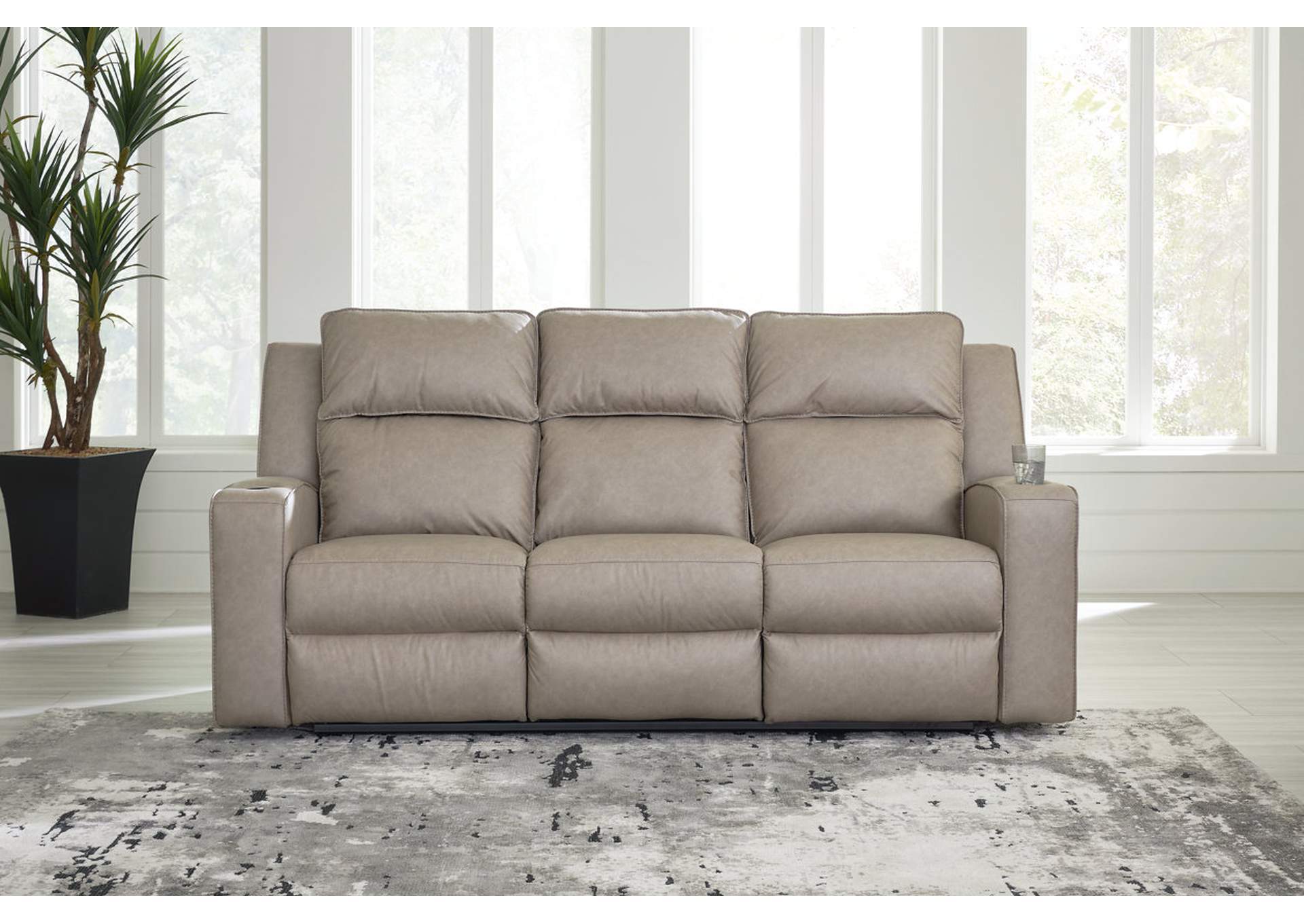 Faithon Reclining Sofa with Drop Down Table,Signature Design By Ashley