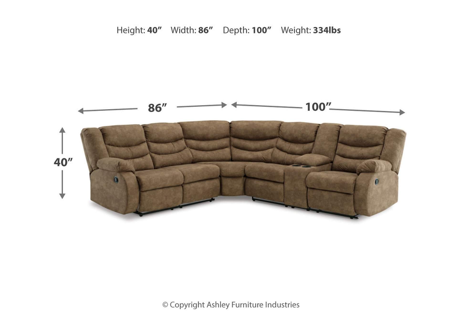 Partymate 2-Piece Sectional with Recliner,Signature Design By Ashley