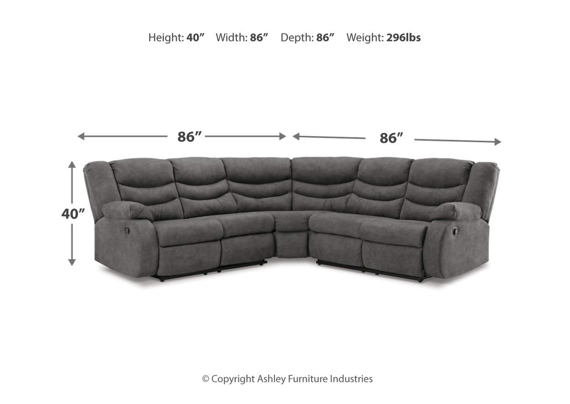 Partymate 2-Piece Sectional with Recliner,Signature Design By Ashley