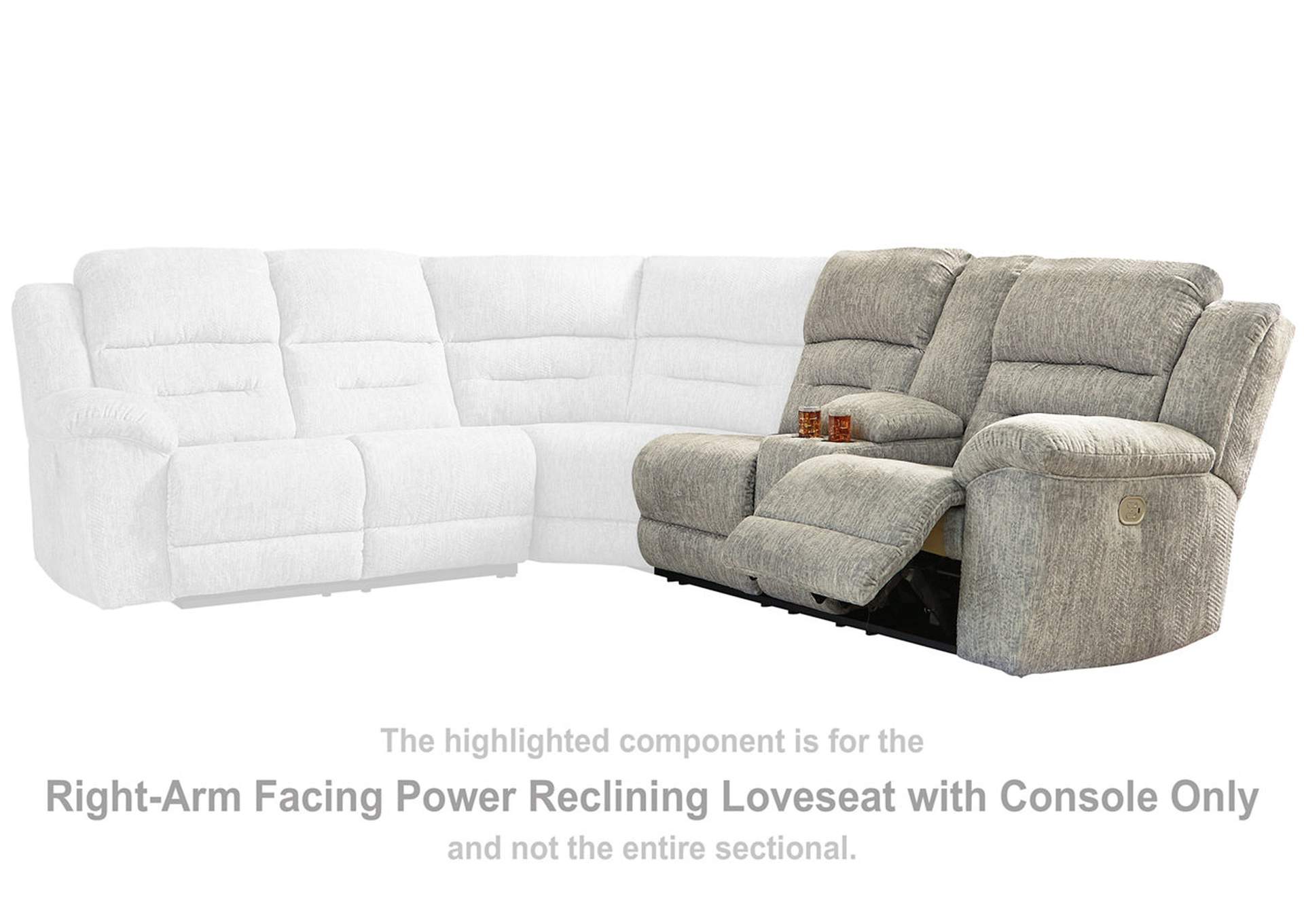 Family Den Right-Arm Facing Power Reclining Loveseat with Console,Signature Design By Ashley