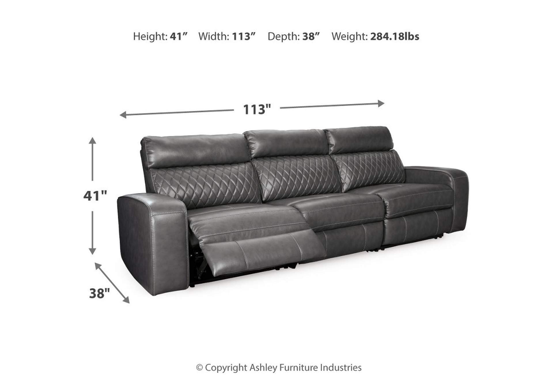 Samperstone 3-Piece Power Reclining Sectional Sofa,Signature Design By Ashley