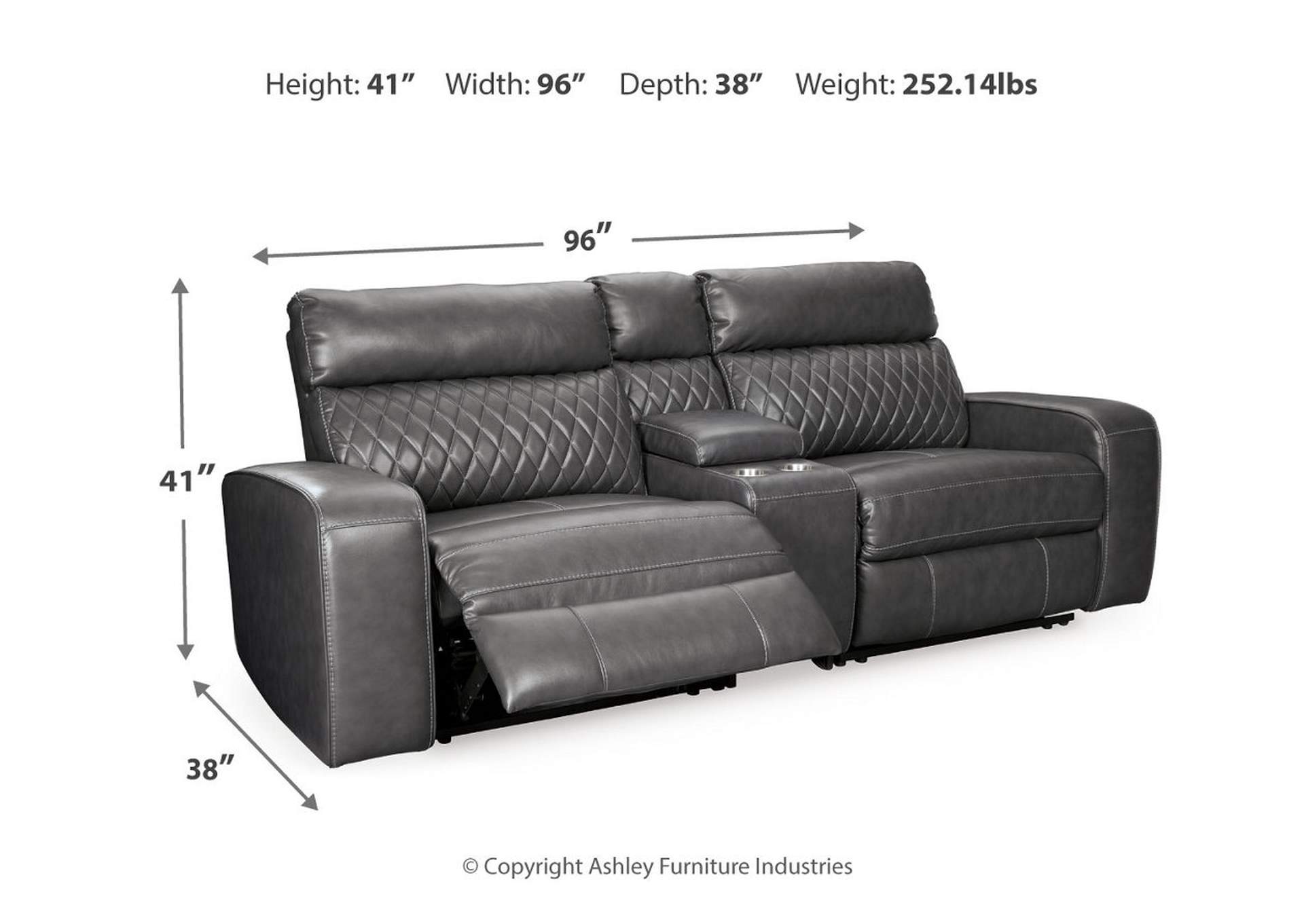 Samperstone 3-Piece Power Reclining Sectional Loveseat,Signature Design By Ashley