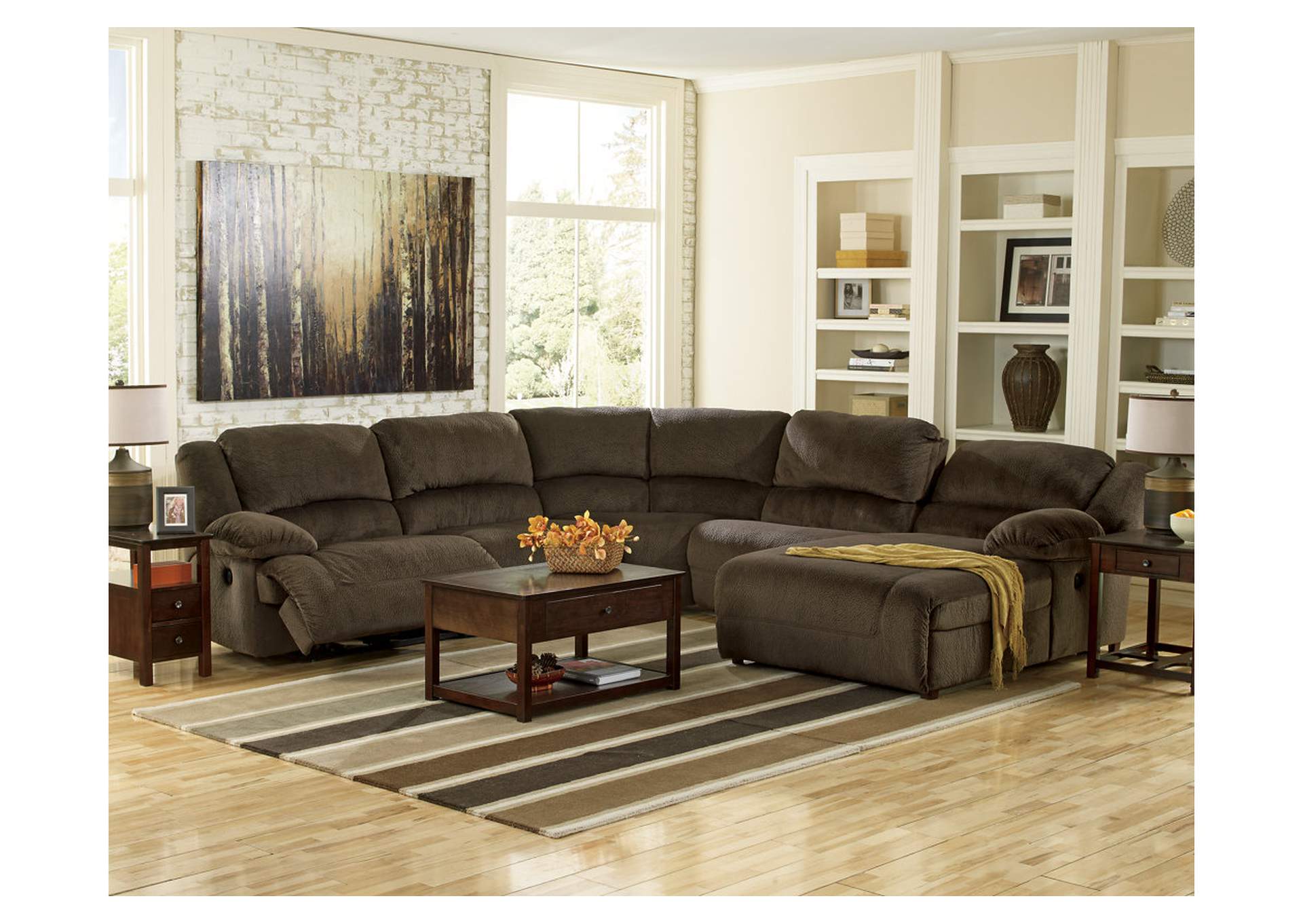 Toletta Chocolate Right Facing Chaise End Reclining Sectional,ABF Signature Design by Ashley