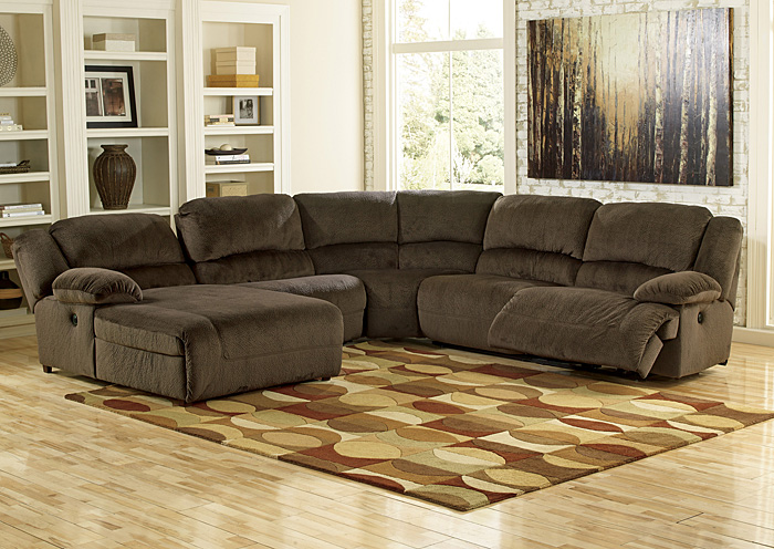 Toletta Chocolate Left Facing Chaise End Reclining Sectional,ABF Signature Design by Ashley