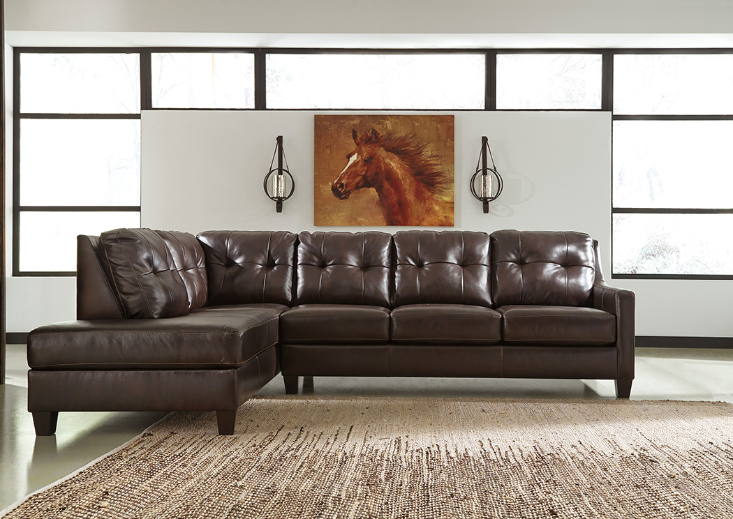 O'Kean Mahogany Left Facing Corner Chaise Sectional,ABF Signature Design by Ashley