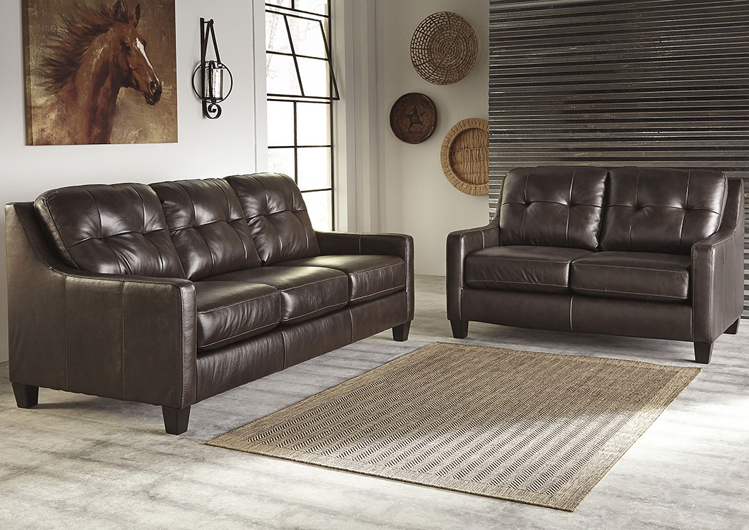 O'Kean Mahogany Sofa and Loveseat,ABF Signature Design by Ashley