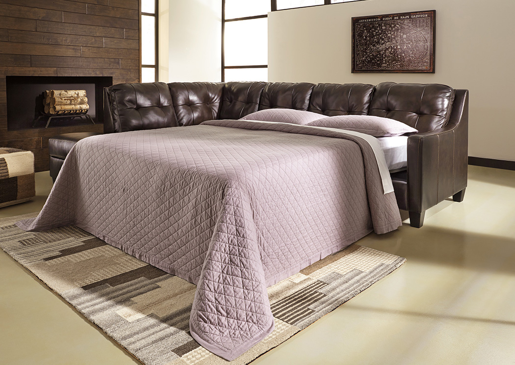 O'Kean Mahogany Left Facing Corner Chaise Queen Sleeper Sectional,ABF Signature Design by Ashley