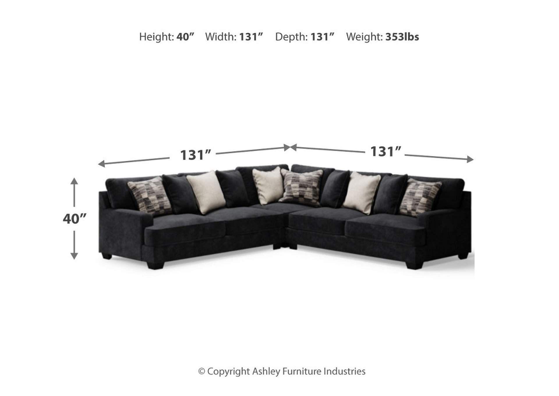 Lavernett 3-Piece Sectional and Oversized Ottoman,Signature Design By Ashley