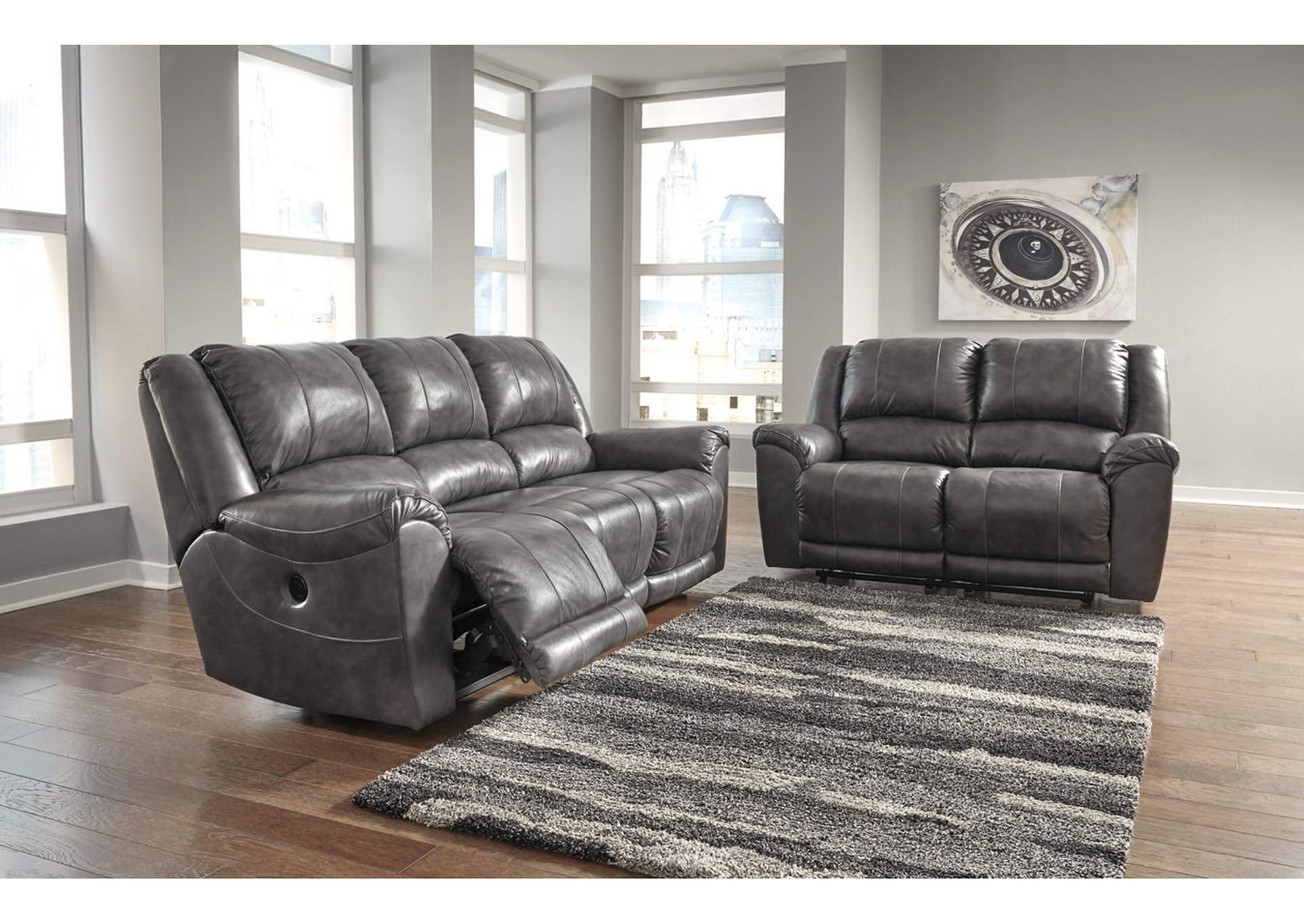 Persiphone Charcoal Power Reclining Sofa & Loveseat,ABF Signature Design by Ashley
