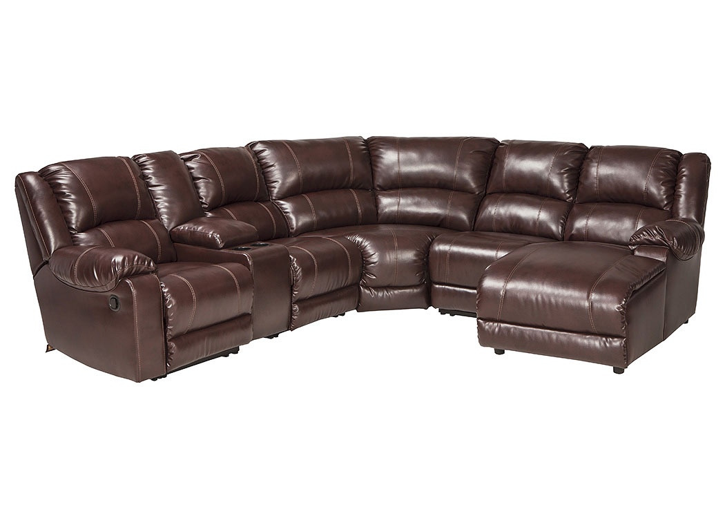 MacGrath DuraBlend Mahogany Left Facing Zero Wall Recliner Sectional w/Console and Storage,ABF Signature Design by Ashley