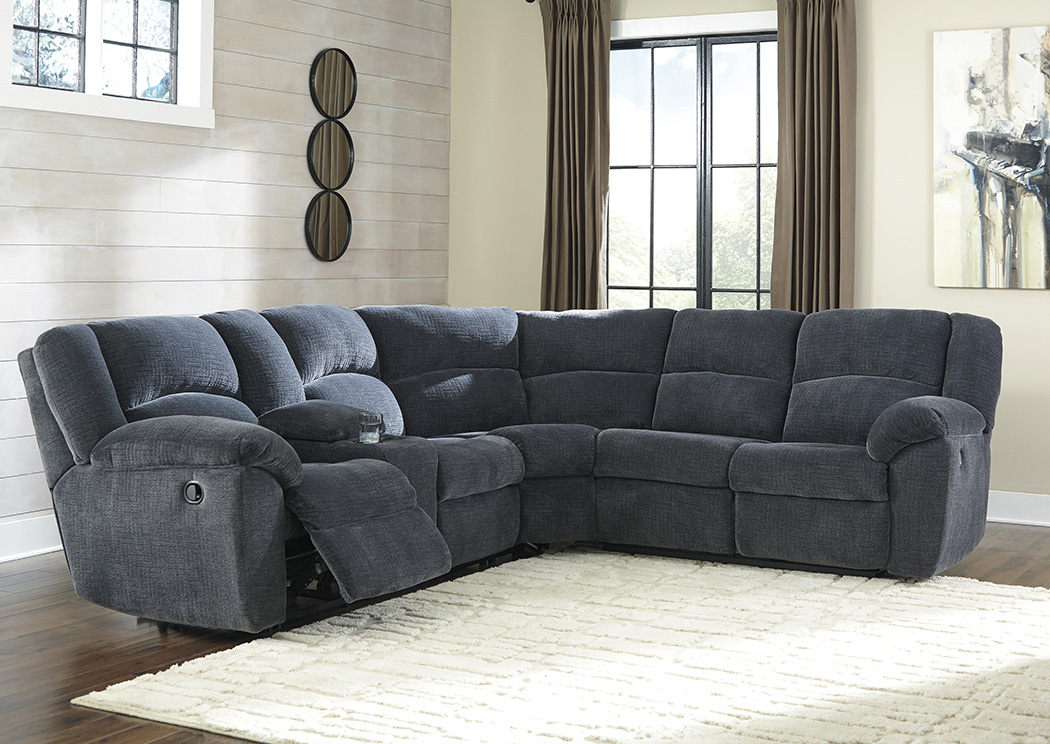 Timpson Indigo Right Facing Double Reclining Loveseat Sectional,ABF Signature Design by Ashley