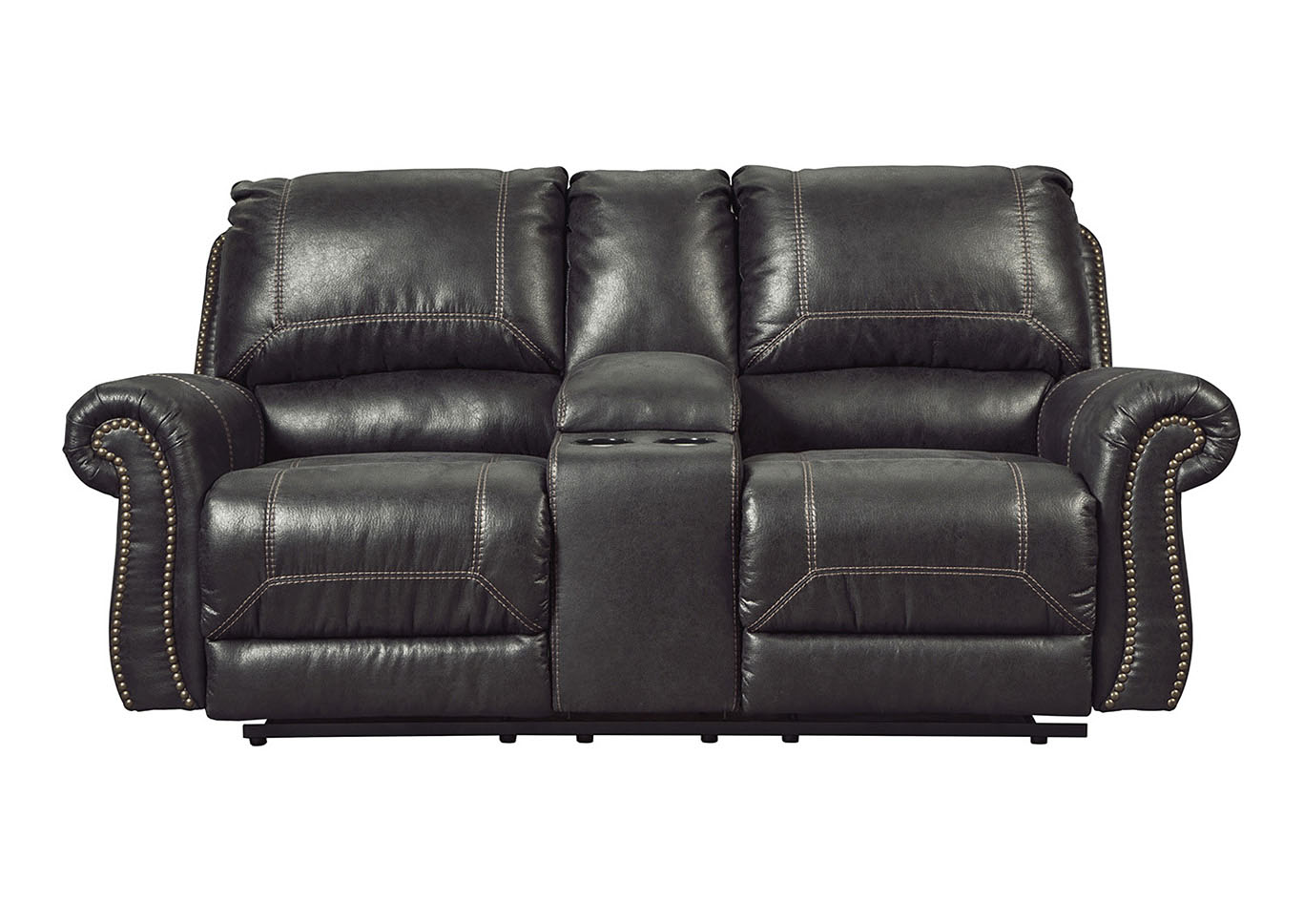 Milhaven Black Double Power Reclining Loveseat w/Console,ABF Signature Design by Ashley