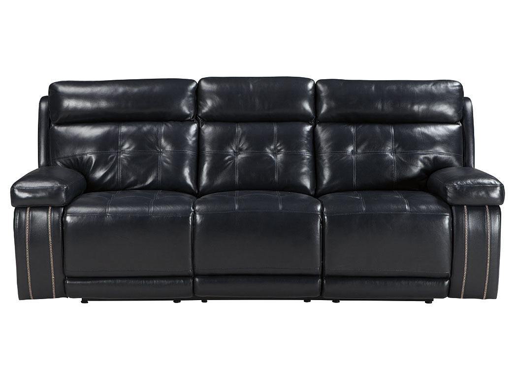 Graford Navy Power Reclining Sofa w/Adjustable Headrest,ABF Signature Design by Ashley