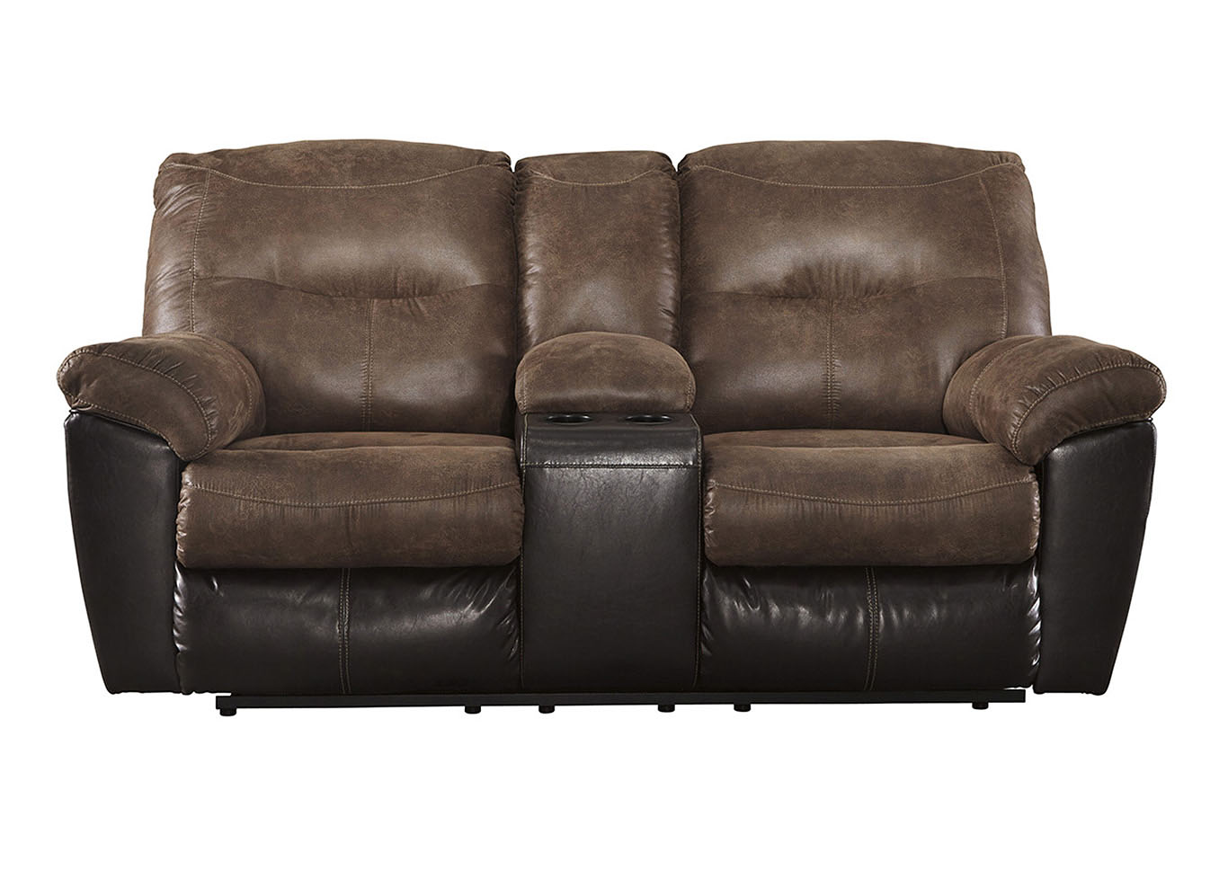 Follett Coffee Double Reclining Loveseat w/Console,ABF Signature Design by Ashley