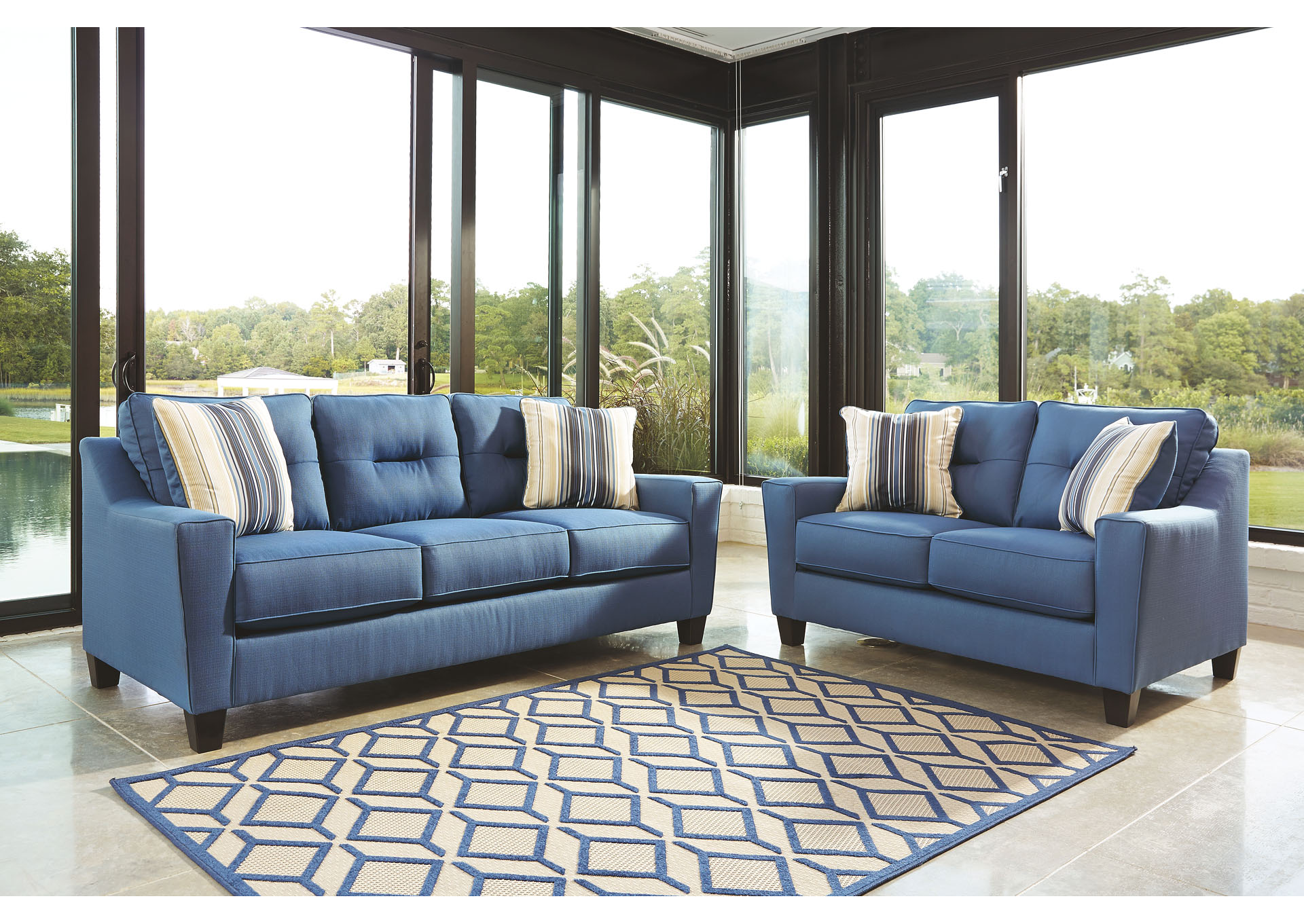 Forsan Nuvella Blue Sofa and Loveseat,ABF Benchcraft