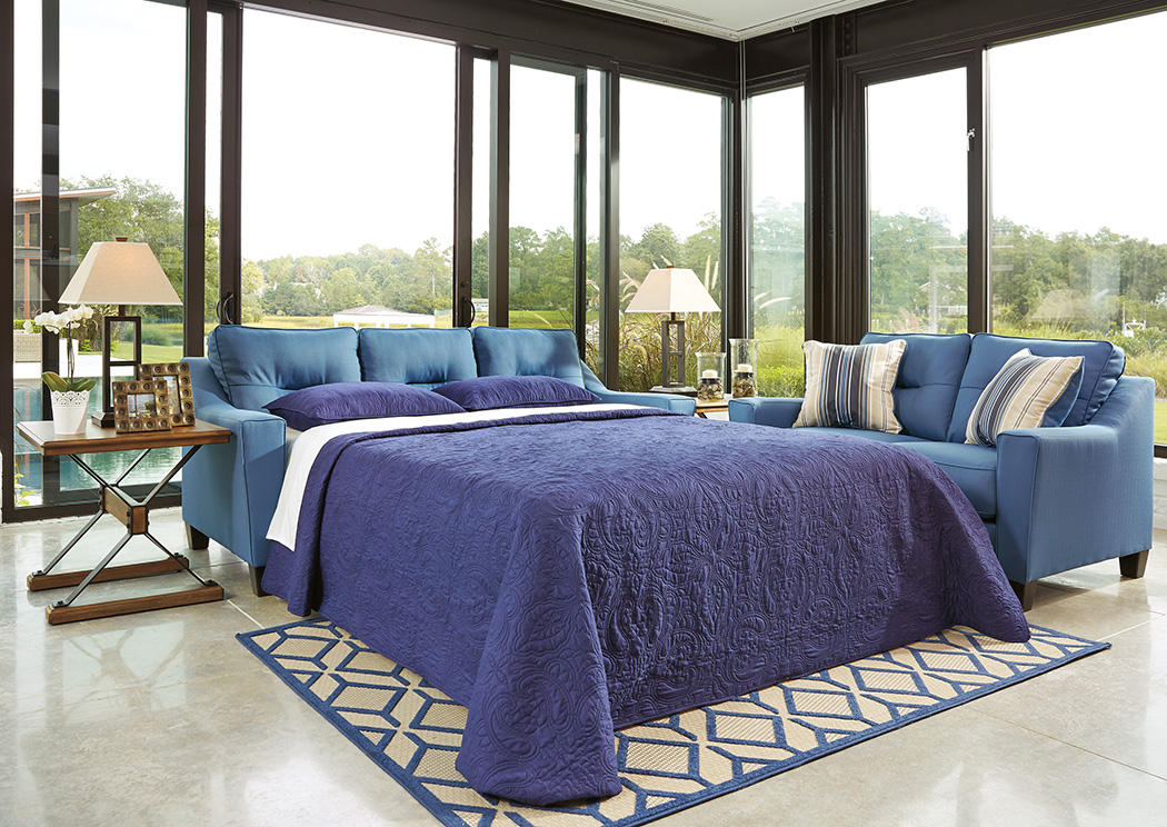 Forsan Nuvella Blue Queen Sofa Sleeper,ABF Benchcraft