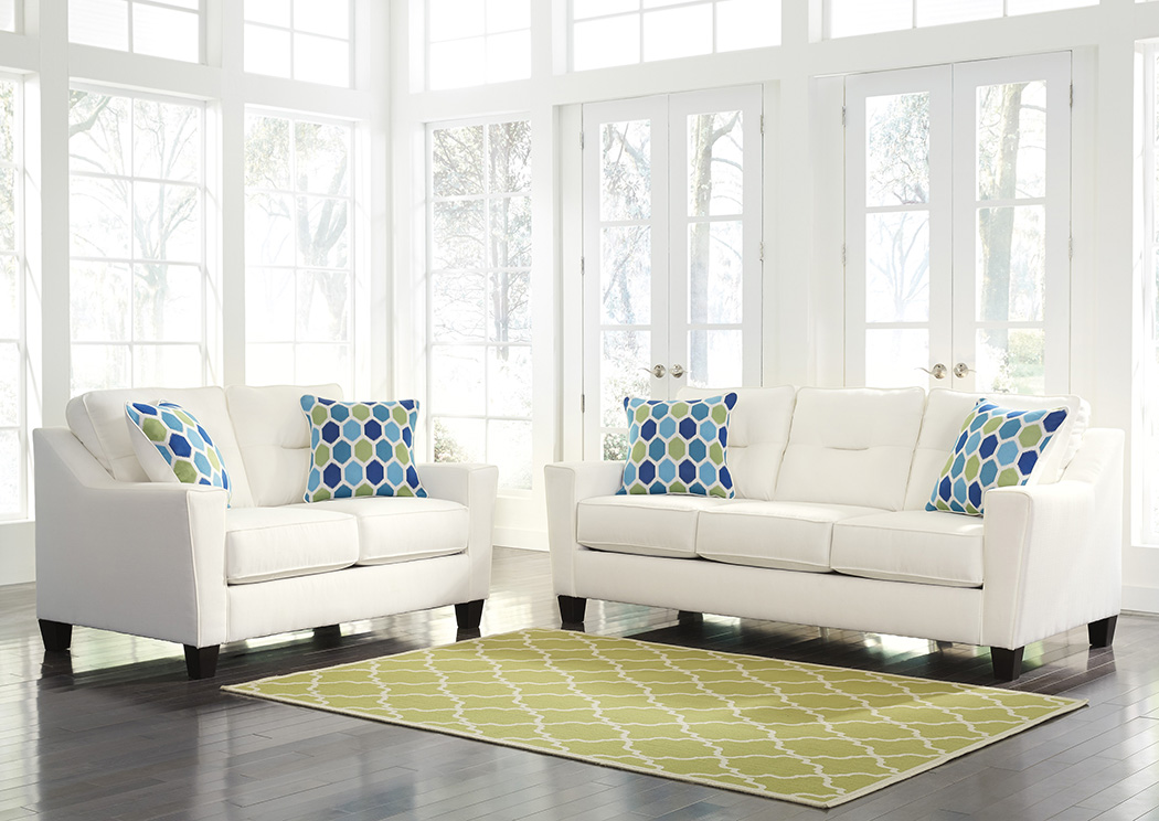 Forsan Nuvella White Sofa and Loveseat,ABF Benchcraft