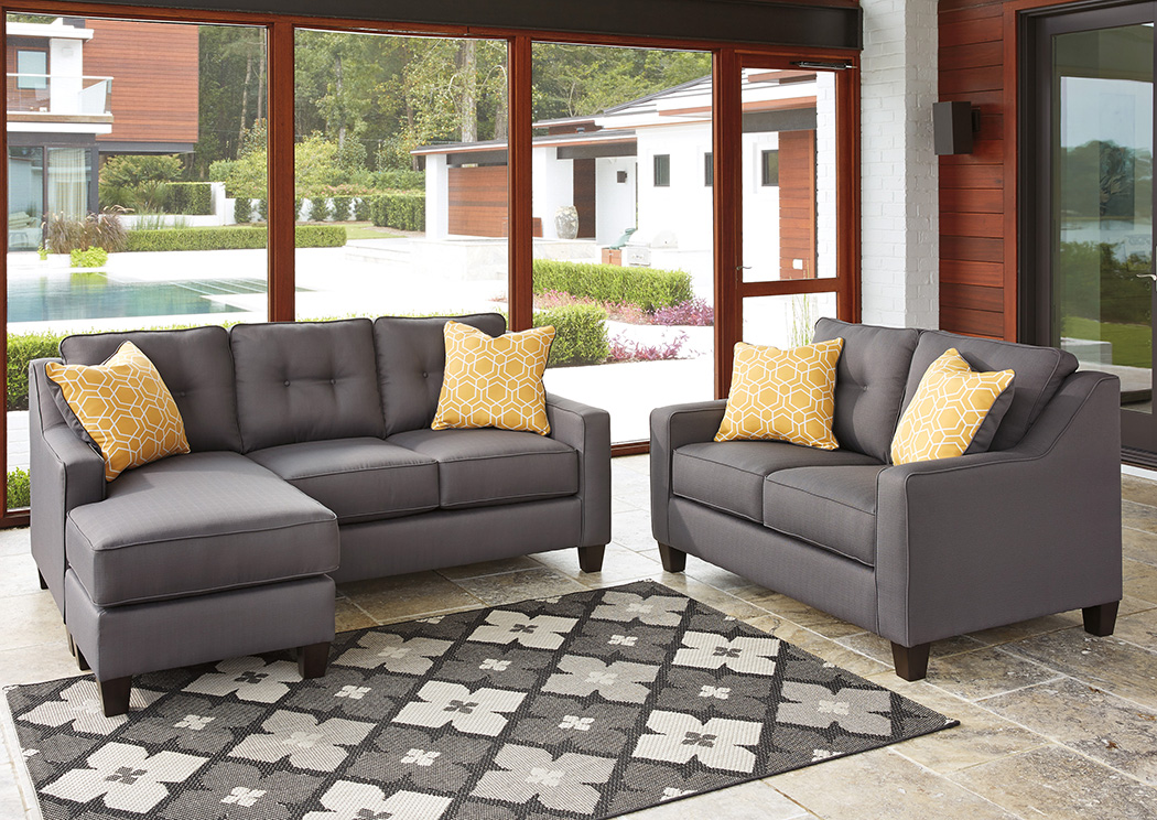 Aldie Nuvella Gray Sofa Chaise and Loveseat,ABF Benchcraft