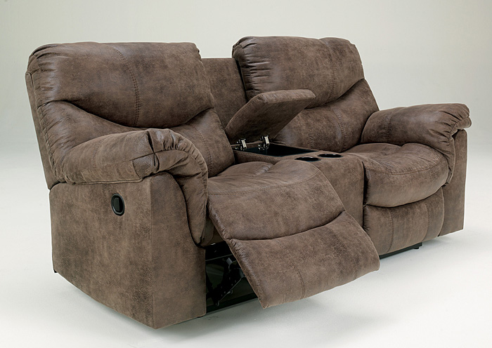 Alzena Gunsmoke Double Reclining Loveseat w/ Console,ABF Signature Design by Ashley