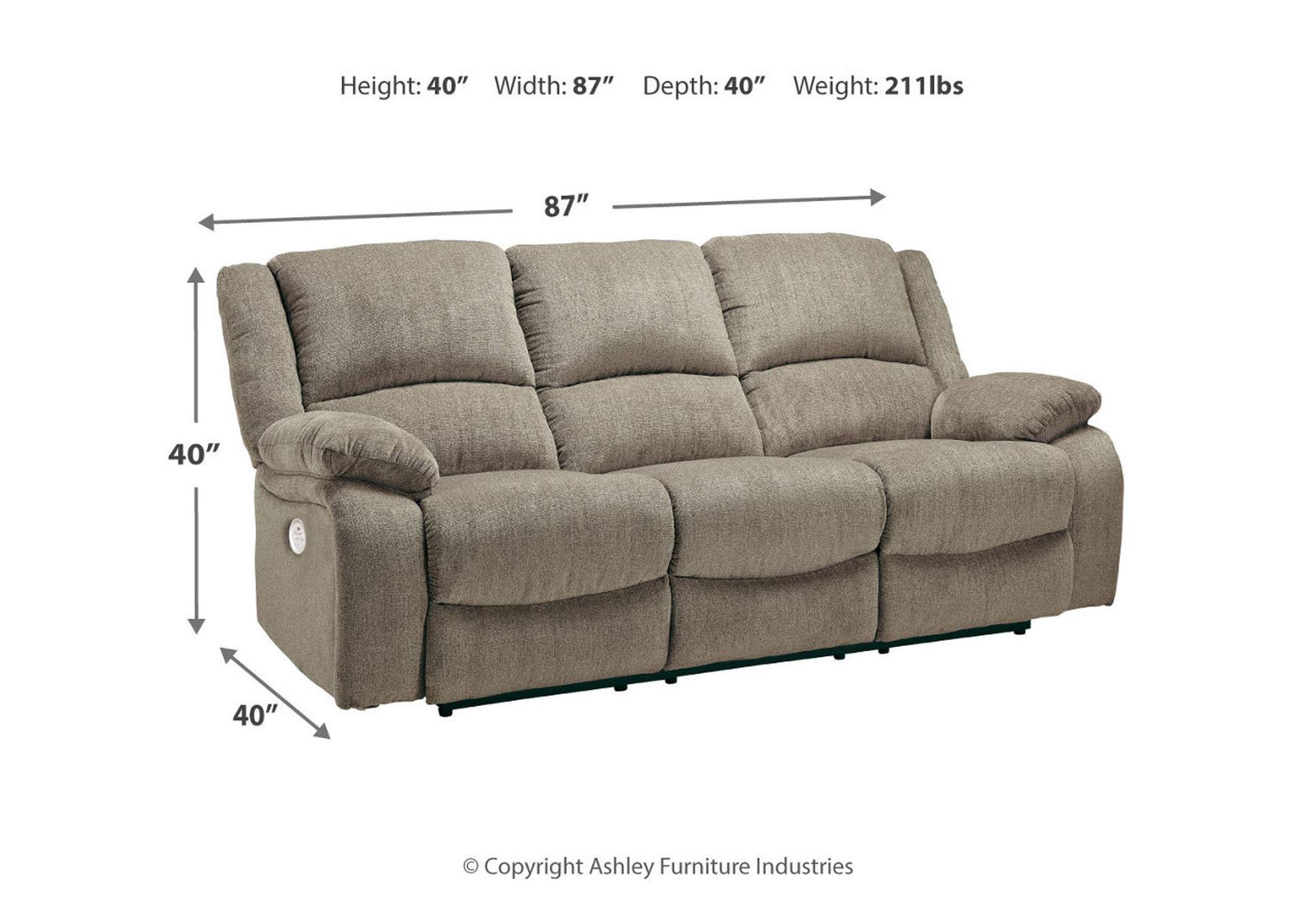 Draycoll Power Reclining Sofa,Signature Design By Ashley