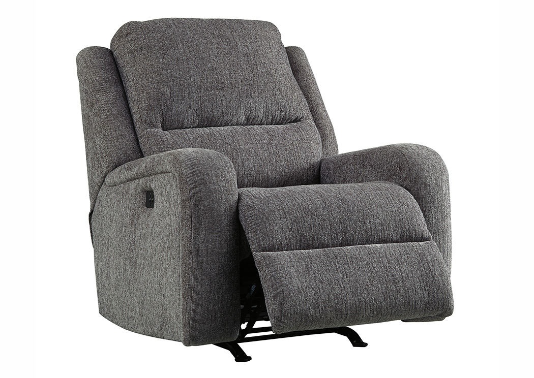 Krismen Charcoal Rocker Power Recliner w/Adjustable Headrest,ABF Signature Design by Ashley