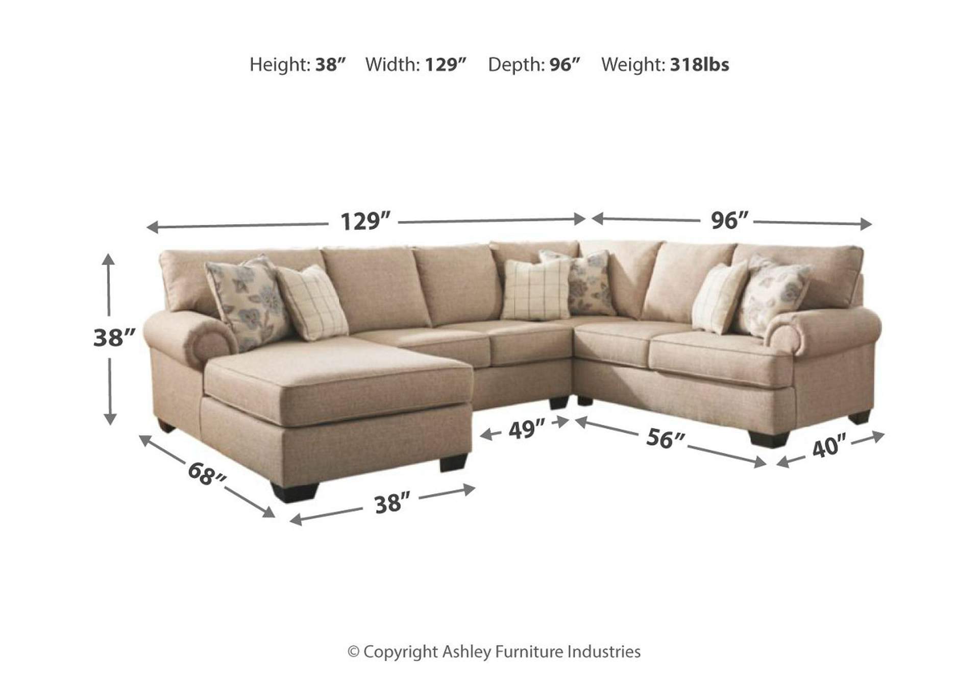 Baceno 3-Piece Sectional with Ottoman,Ashley