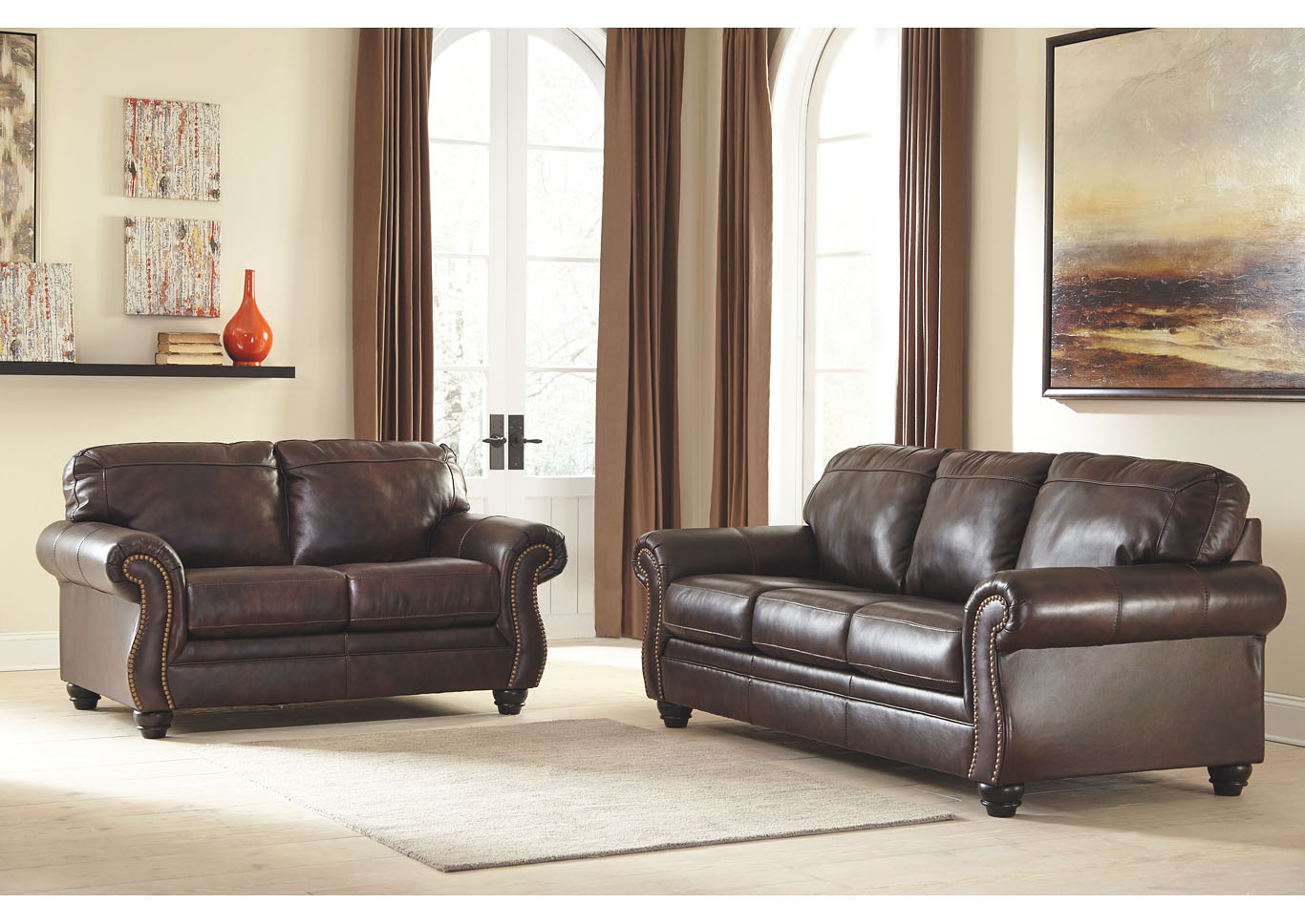 Bristan Walnut Sofa and Loveseat,ABF Signature Design by Ashley