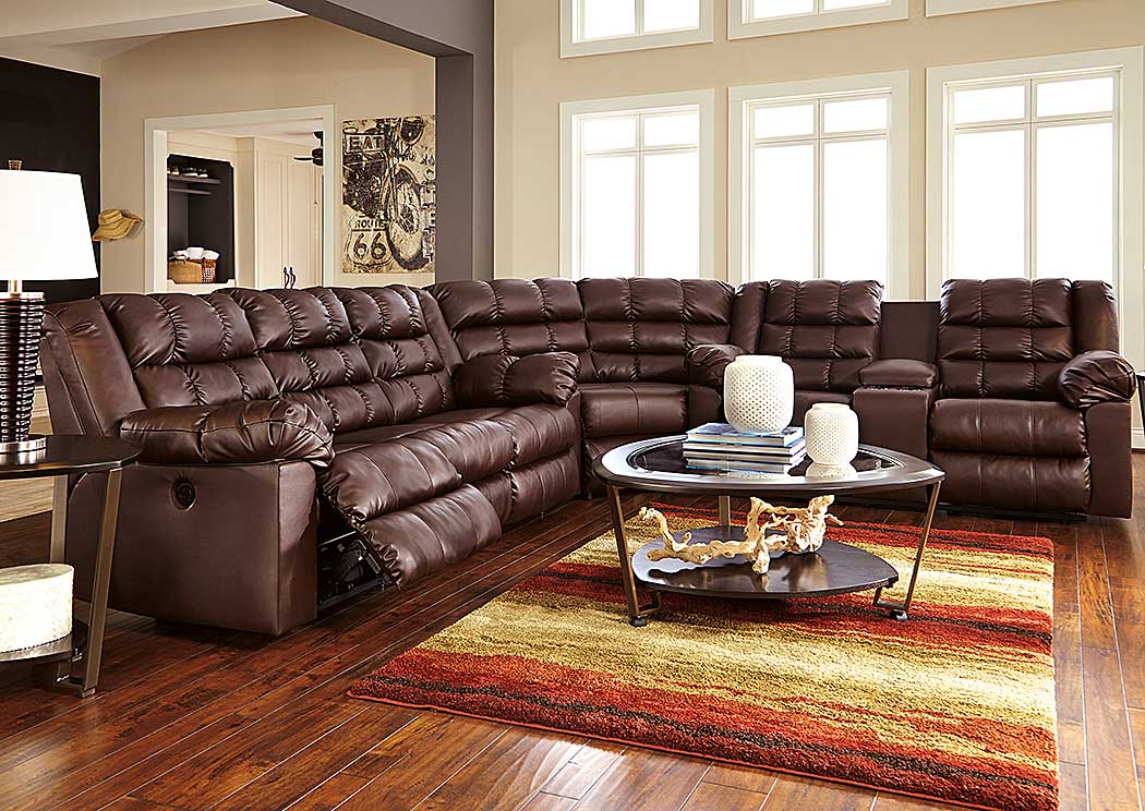 Brolayne DuraBlend Saddle Reclining Sectional,ABF Signature Design by Ashley