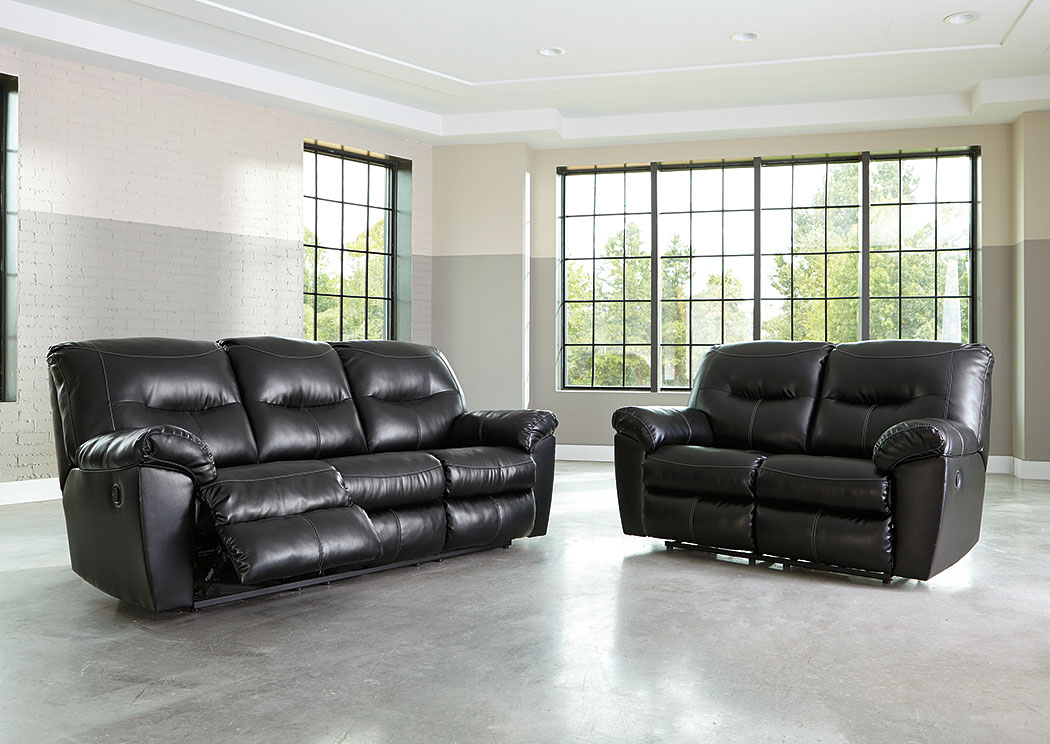 Kilzer DuraBlend Black Reclining Sofa and Loveseat,ABF Signature Design by Ashley