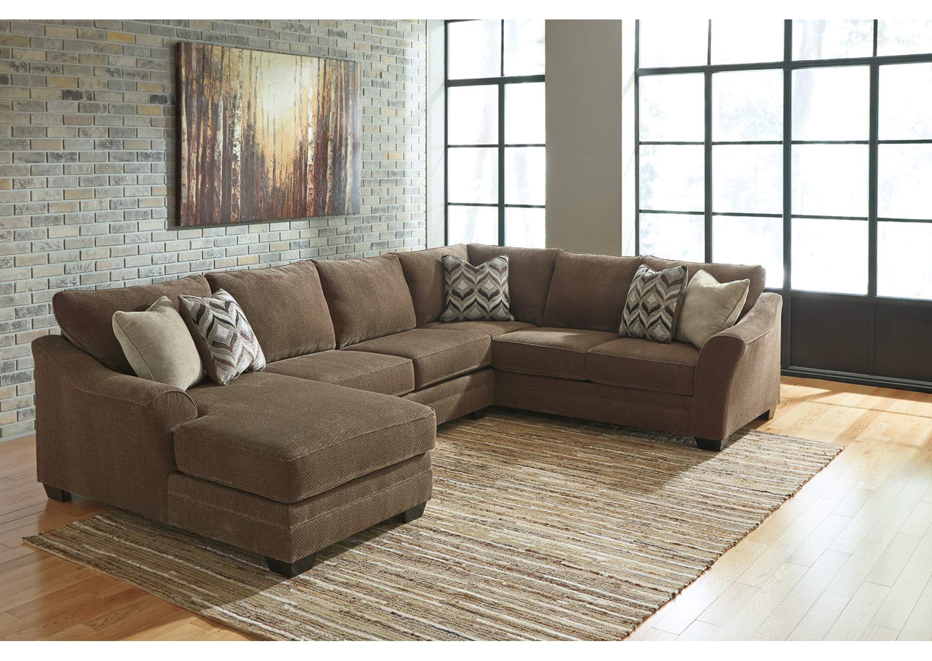 Justyna Teak Left Facing Corner Chaise w/ Armless Loveseat and Right Facing Sectional,ABF Benchcraft