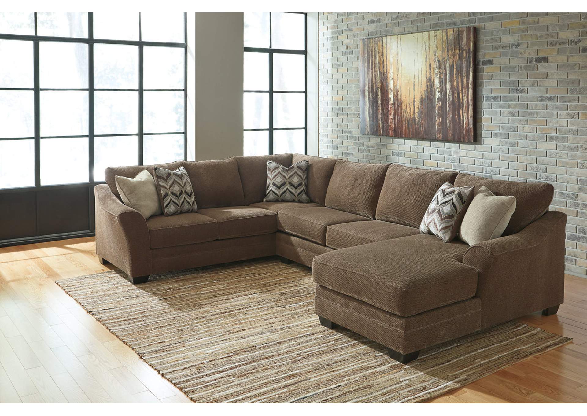 Justyna Teak Left Facing Sectional w/ Armless Loveseat and Right Facing Corner Chaise,ABF Benchcraft