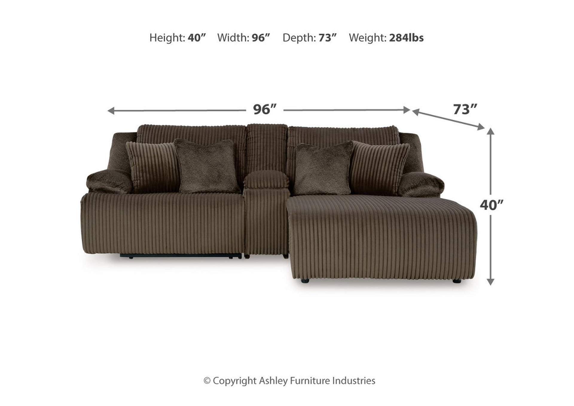 Top Tier 3-Piece Reclining Sectional Sofa with Chaise,Signature Design By Ashley