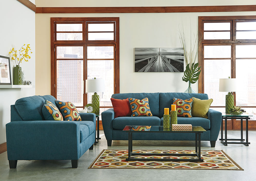 Sagen Teal Sofa & Loveseat,ABF Signature Design by Ashley
