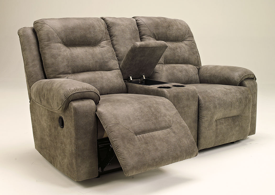 Rotation Smoke Double Reclining Loveseat w/ Console,ABF Signature Design by Ashley