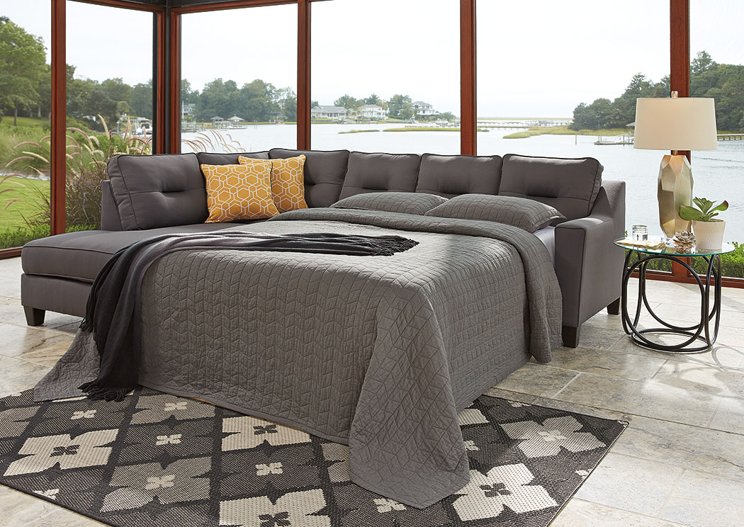 Kirwin Nuvella Gray Right Facing Queen Sleeper Sectional,ABF Benchcraft
