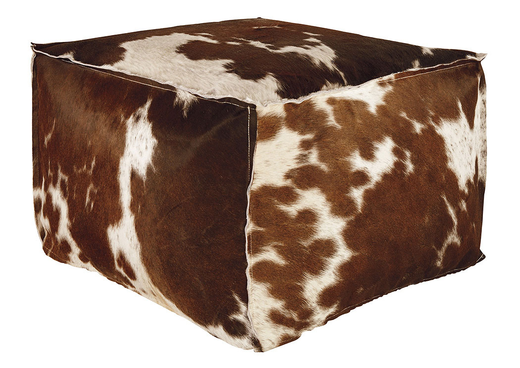 Tegan Dark Brown/White/Black Pouf,ABF Signature Design by Ashley