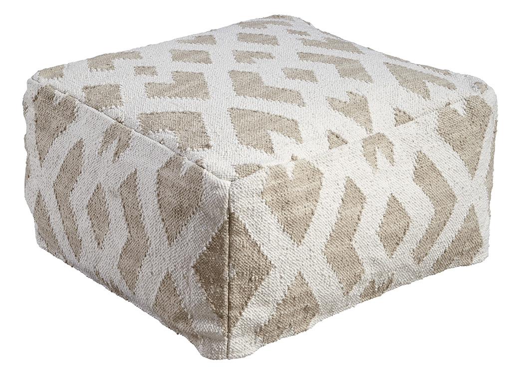 Badar Taupe/White Pouf,ABF Signature Design by Ashley