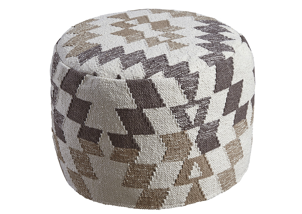 Abraham White/Brown Pouf,ABF Signature Design by Ashley