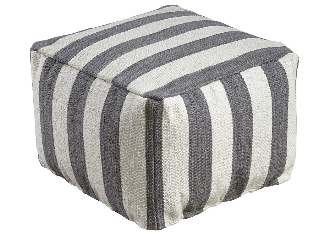 Bane White/Gray Pouf,ABF Signature Design by Ashley