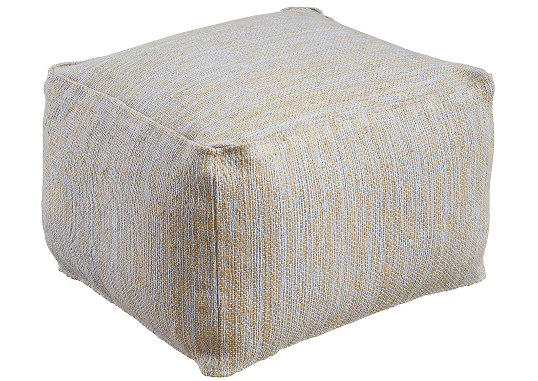 Damla Natural/Blue Pouf,ABF Signature Design by Ashley