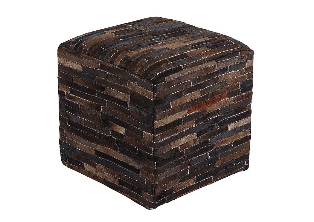 Cowhide Dark Brown Pouf,ABF Signature Design by Ashley