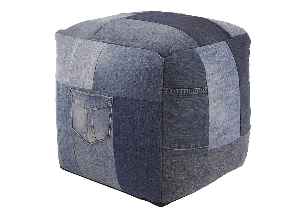 Aaden Blue Pouf,ABF Signature Design by Ashley
