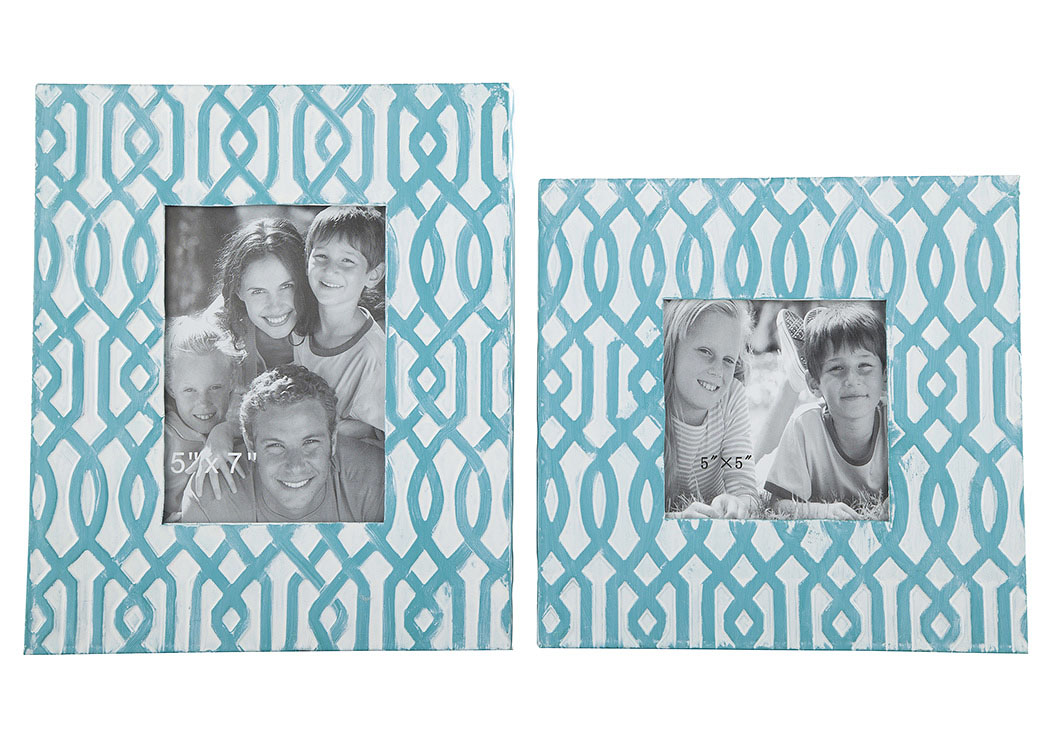 Baina Teal/White Photo Frame (Set of 2),ABF Signature Design by Ashley