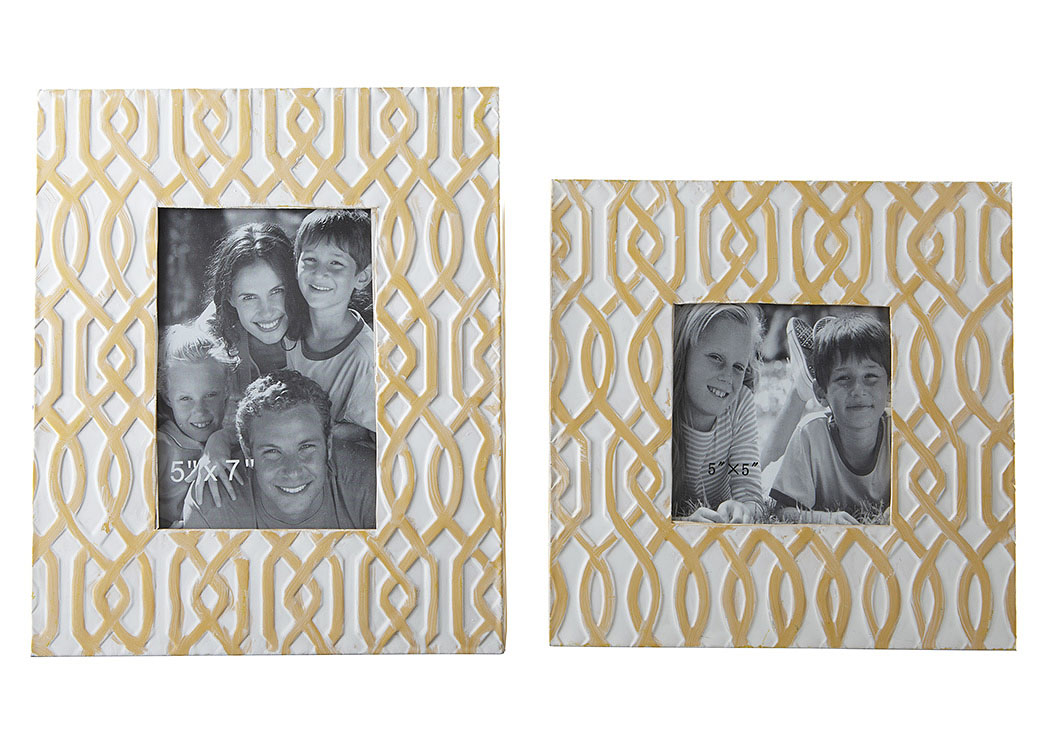 Baina Yellow/White Photo Frame (Set of 2),ABF Signature Design by Ashley