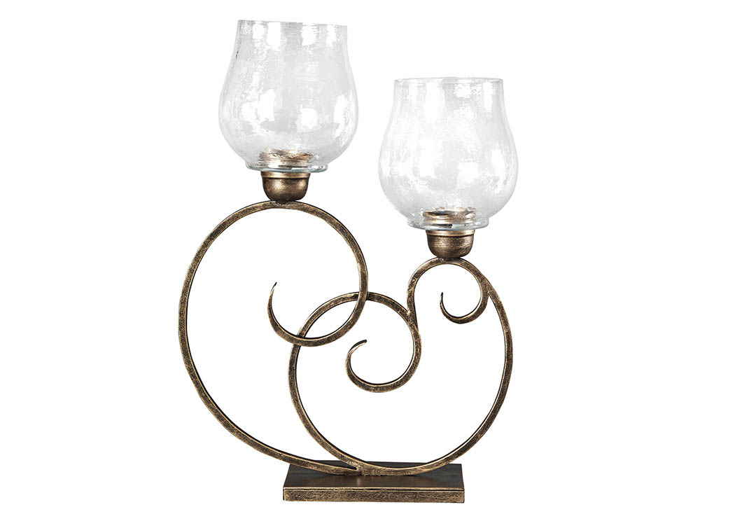 Oba Antique Gold Finish Candle Holder,ABF Signature Design by Ashley