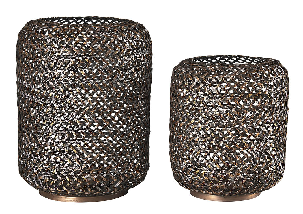 Odbart Antique Bronze Finish Candle Holder (Set of 2),ABF Signature Design by Ashley